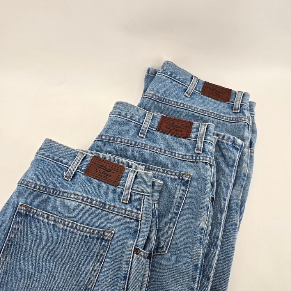LL Bean Classic Fit Jeans Mens Straight Leg Denim Medium Wash 35x32 Lot of 3